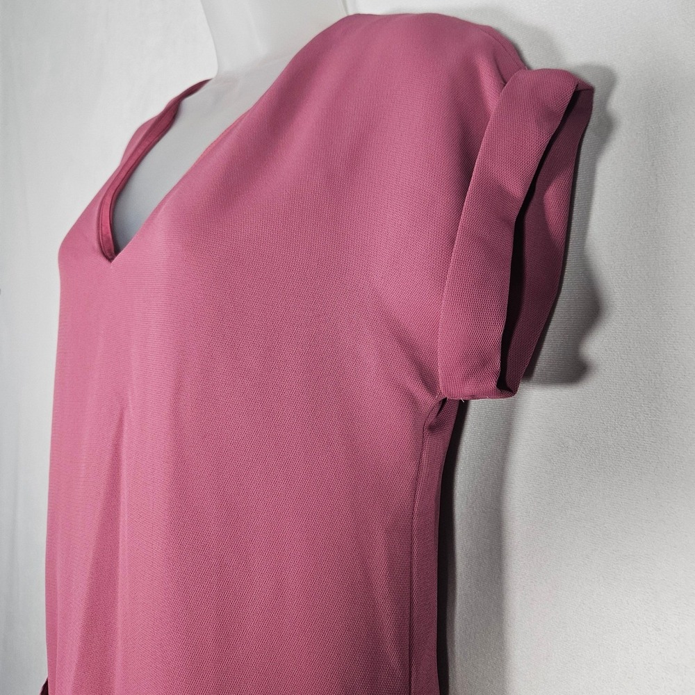 Vince Shift Dress Women M Pink Cuffed Sleeve Pockets Minimalist Chic Office Boho - Picture 12 of 14